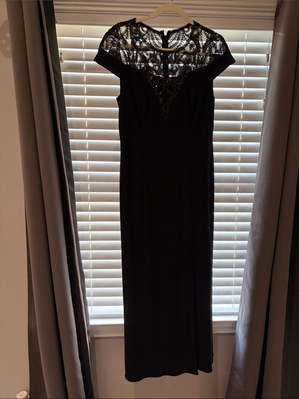 Adrianna Papell Black Lace Maxi Dress